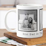Father's Day Black and White 3 Photos Large Coffee Mug<br><div class="desc">Custom printed coffee mug personalised with your photos and words "best dad in the word ♥️ we love you". Add 3 special photos. B&W filter applied.</div>