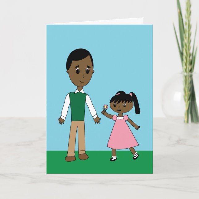 Fathers Day Black Dad from Daughter Personalized Card (Front)