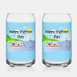 Fathers Day Boat in the Ocean Can Glass