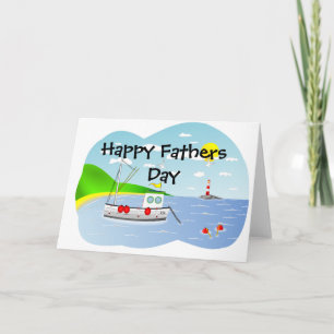 Fathers Day Boat in the Ocean Card