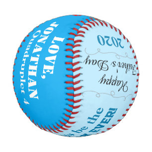 Father's Day Boy Quadruplet Blue Photo Baseball