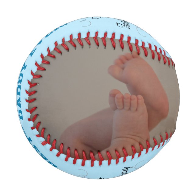 Father's Day Boy Triplet Blue Photo Baseball (Back Right)