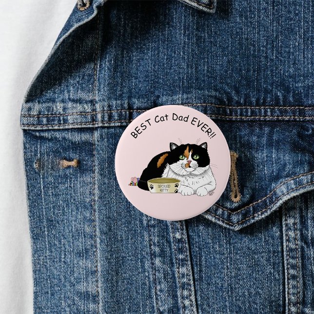 Father's Day Calico Cat 7.5 Cm Round Badge (Creator Uploaded)