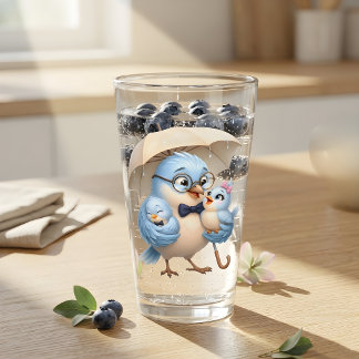 Father's Day Can Glass | Cute Dad Bird Design