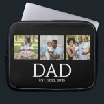Fathers Day Caps Black 3 Photo Dad Established  Laptop Sleeve<br><div class="desc">Black White Dad Established Classic Caps 3 Photo Horizontal Design. Replace the photos with your own of your kids and change the years to the year(s) you became a dad. Classic white caps serif font. This Dad Est. Father's Day Wallet would make a great accessory—especially for a new dad—or birthday,...</div>