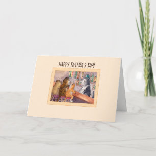 Father's Day card, cats at a bar having a drink Card