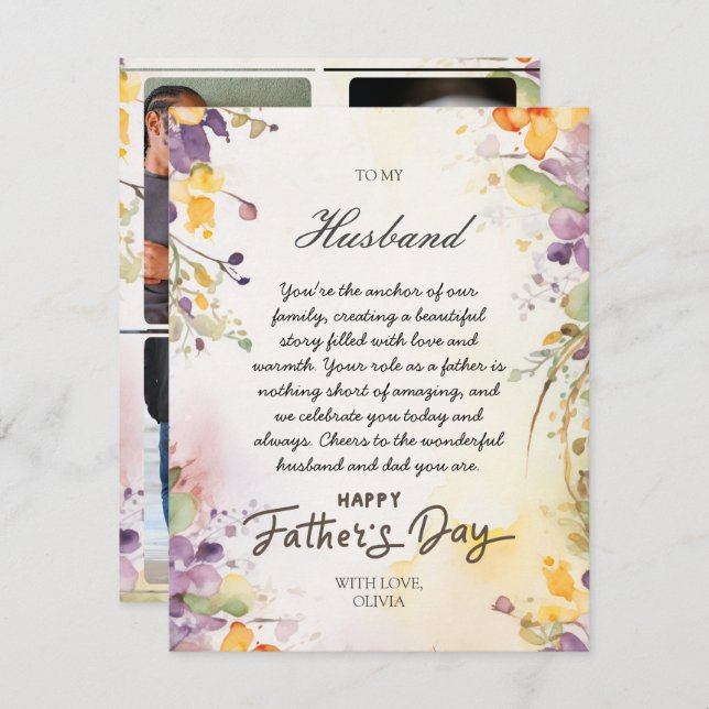 Father's Day Card for Husband From Wife Photo (Front/Back)