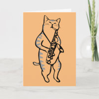 FATHER'S DAY CARD JAZZ CAT SAXOPHONE CARD