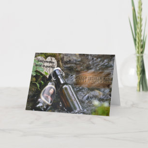 Fathers day card with beer bottles in a stream