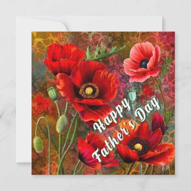 Father's Day Card with Red Poppies (Front)
