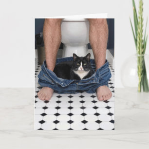 Father's Day Cat Bathroom Funny Moment Card