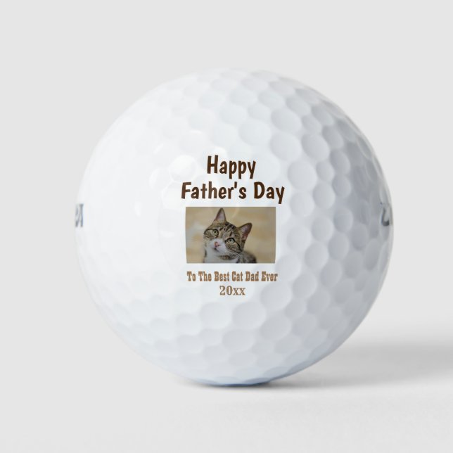 Father's Day Cat Dad World's Best Ever Pet Photo Golf Balls (Front)