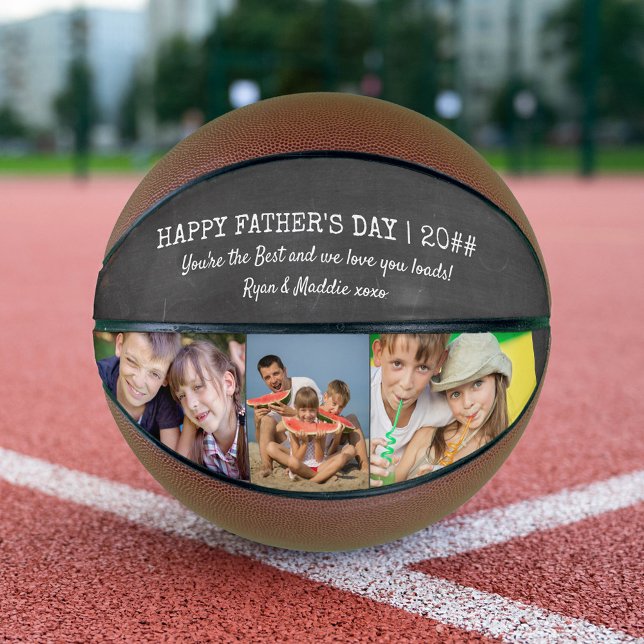 Fathers Day Chalkboard 3 Photo Names and Year Basketball (Creator Uploaded)