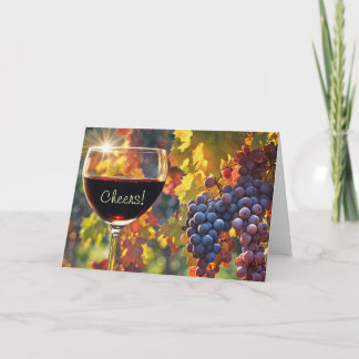 Fathers Day Cheers Wine and Grapes Holiday Card