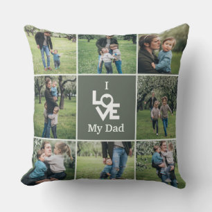 Father's Day Collage Photo Throw Pillow