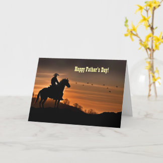 Fathers Day Country Western Cowboy Sunset Horse Card