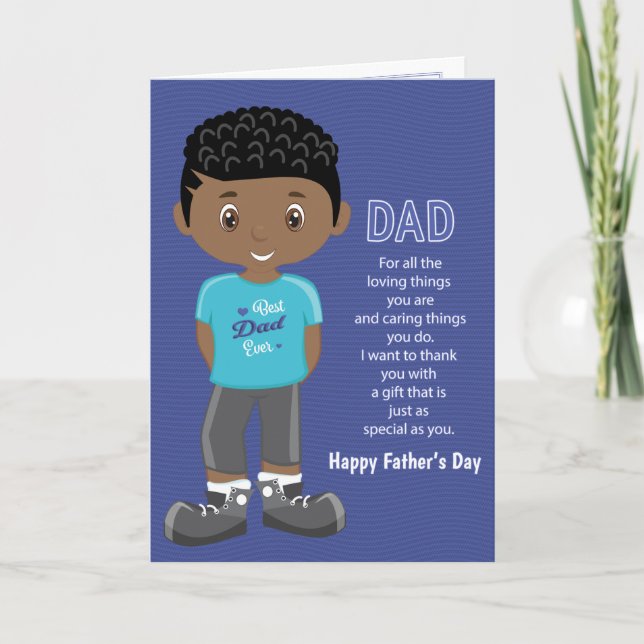 Father's Day Coupon Black Boy Card (Front)
