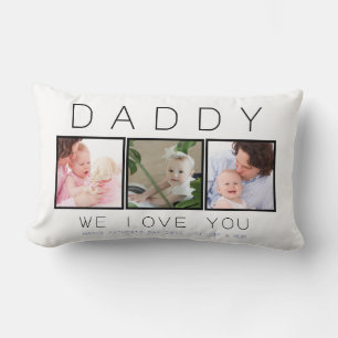Father's Day Custom 3 Photo Lumbar Cushion