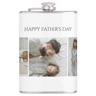 Father's Day – Custom 3 Photo & Text    Hip Flask