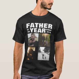 Fathers Day Custom Family Photo Collage Black T-Shirt