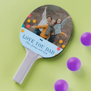 Father's Day custom photo and text love you dad Ping Pong Paddle