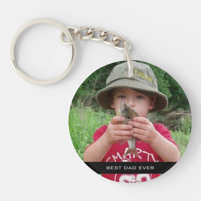 Fathers Day Custom Photo Best Dad Ever Key Ring (Front)