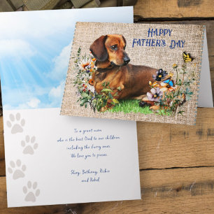 Fathers Day Dachshund Custom Message Card