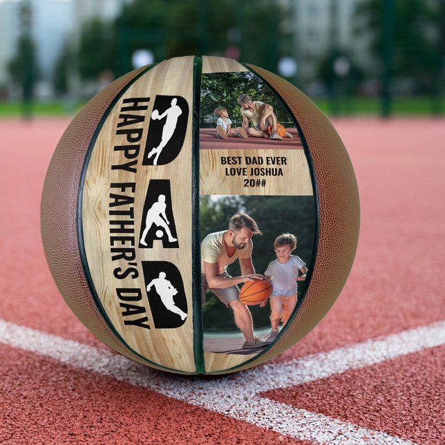 Father's Day Dad 2 Photo Best Dad Ever Basketball (Creator Uploaded)