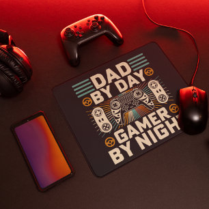Father's day Dad by day Gamer by night Mouse Pad