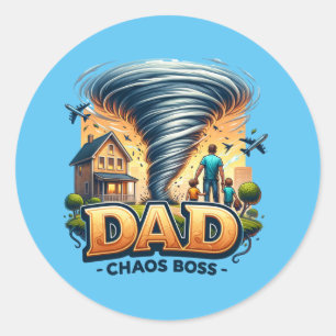 Father's Day Dad Chaos Boss Classic Round Sticker