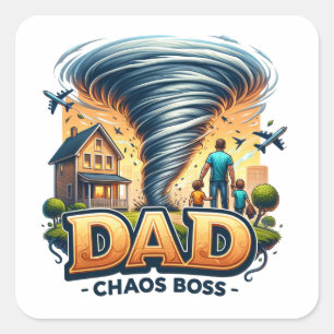 Father's Day Dad Chaos Boss Square Sticker