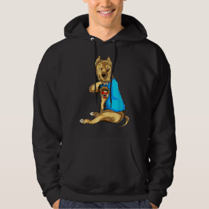 Fathers Day Dad Funny Dog Pitbull I Love Dad Tatto Hoodie