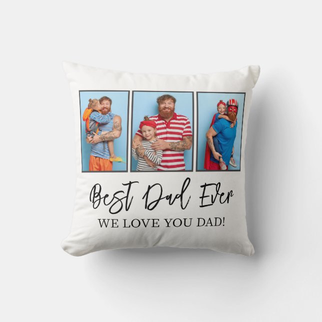 Father's day Dad Gift 3 Photo Collage Cushion (Front)