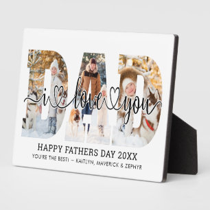 Fathers Day DAD I LOVE YOU 3 Photo Personalised Plaque