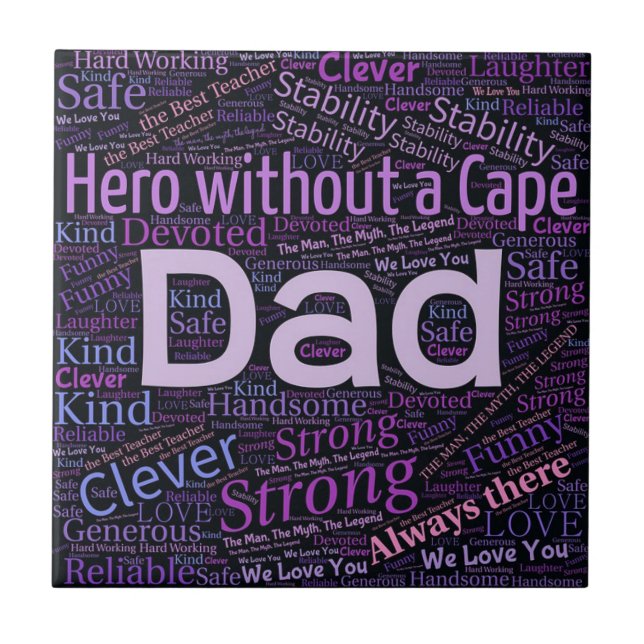 Fathers Day "Dad" Inspirational Typography Tile (Front)