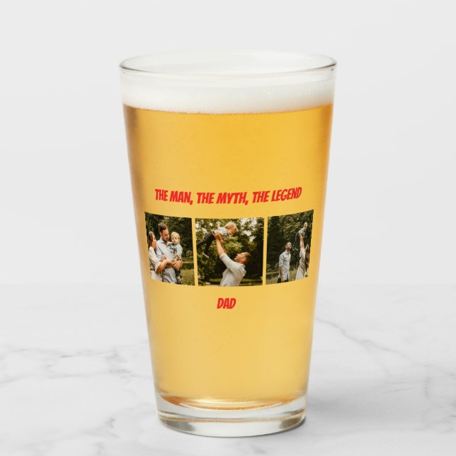 Father's Day Dad Legend Photo Drinking Glass (Front Filled)