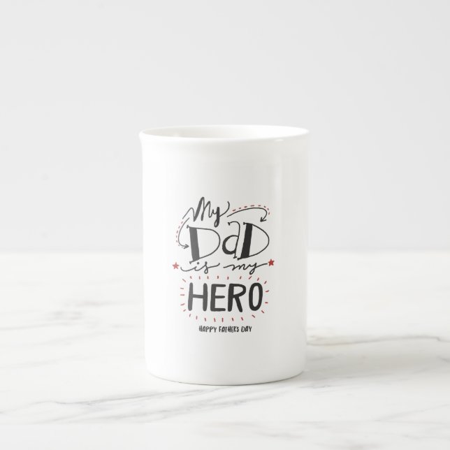 Fathers day dad my hero bone china mug (Front)