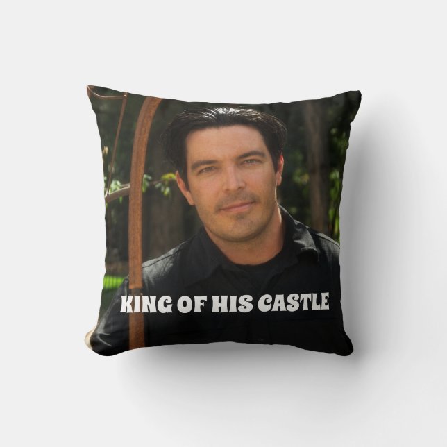 FATHER'S DAY DAD PHOTO PILLOW KING OF HIS CASTLE (Front)