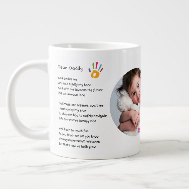 Fathers Day Dad POEM Hold My Hand Daddy PHOTO Gift Large Coffee Mug (Left)