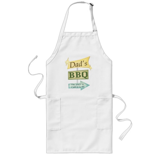 Father's Day  Dad Retro Grunge Barbeque Sign Long Apron (Front)