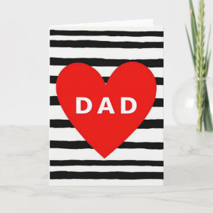 Fathers Day Dad Striped Heart Card