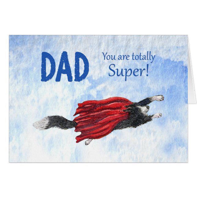 Father's Day, Dad, totally super,border collie dog (Front Horizontal)