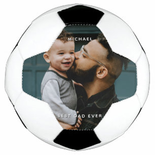 Father's Day Dad With Baby Custom Photo Message Soccer Ball