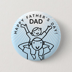 Father's Day Dad with Child Cartoon 6 Cm Round Badge