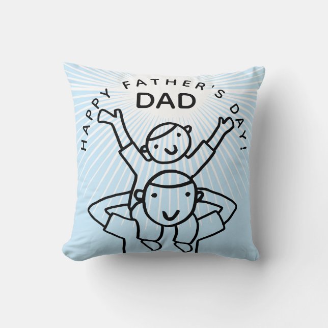 Father's Day Dad with Child Cartoon Cushion (Front)