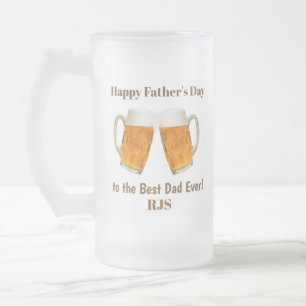 Father's Day Dad World's Best Ever Monogram Frosted Glass Beer Mug