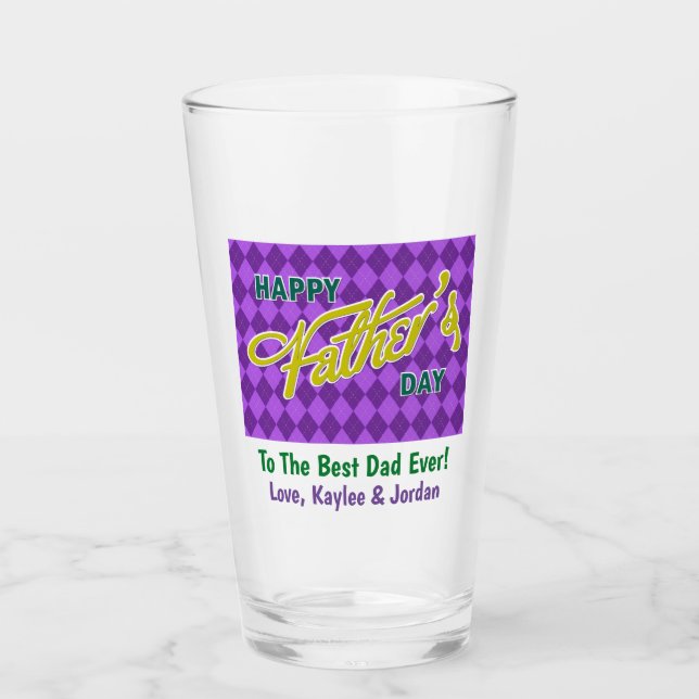 Father's Day Dad World's Best Ever Pint Beer Glass (Front)