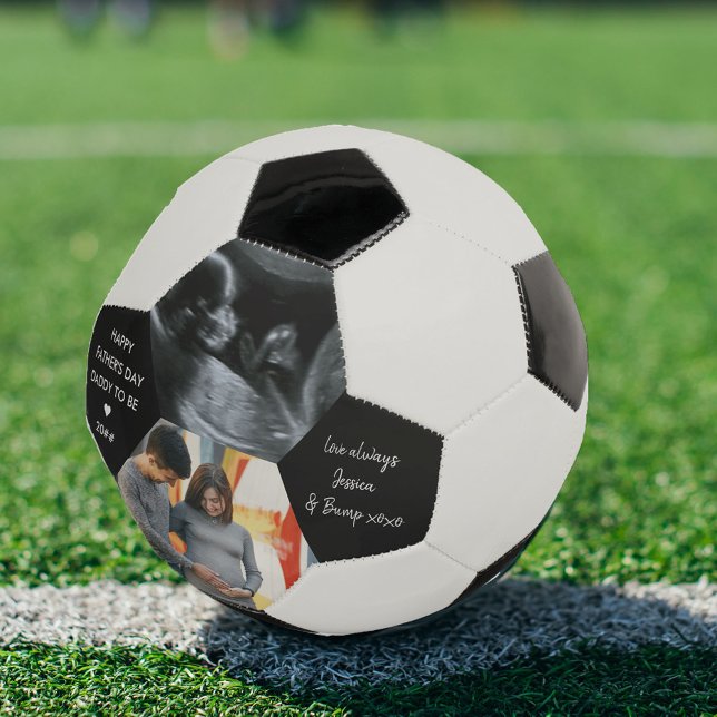 Fathers Day Daddy to Be 2 Photo Personalised Soccer Ball (Creator Uploaded)