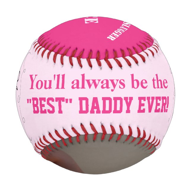 Father's Day Daddy's Little Slugger Pink Baseball (Front)