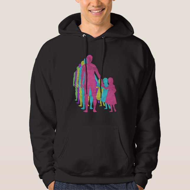 Fathers Day Daughter Holding Hand Love 80s Colors  Hoodie (Front)